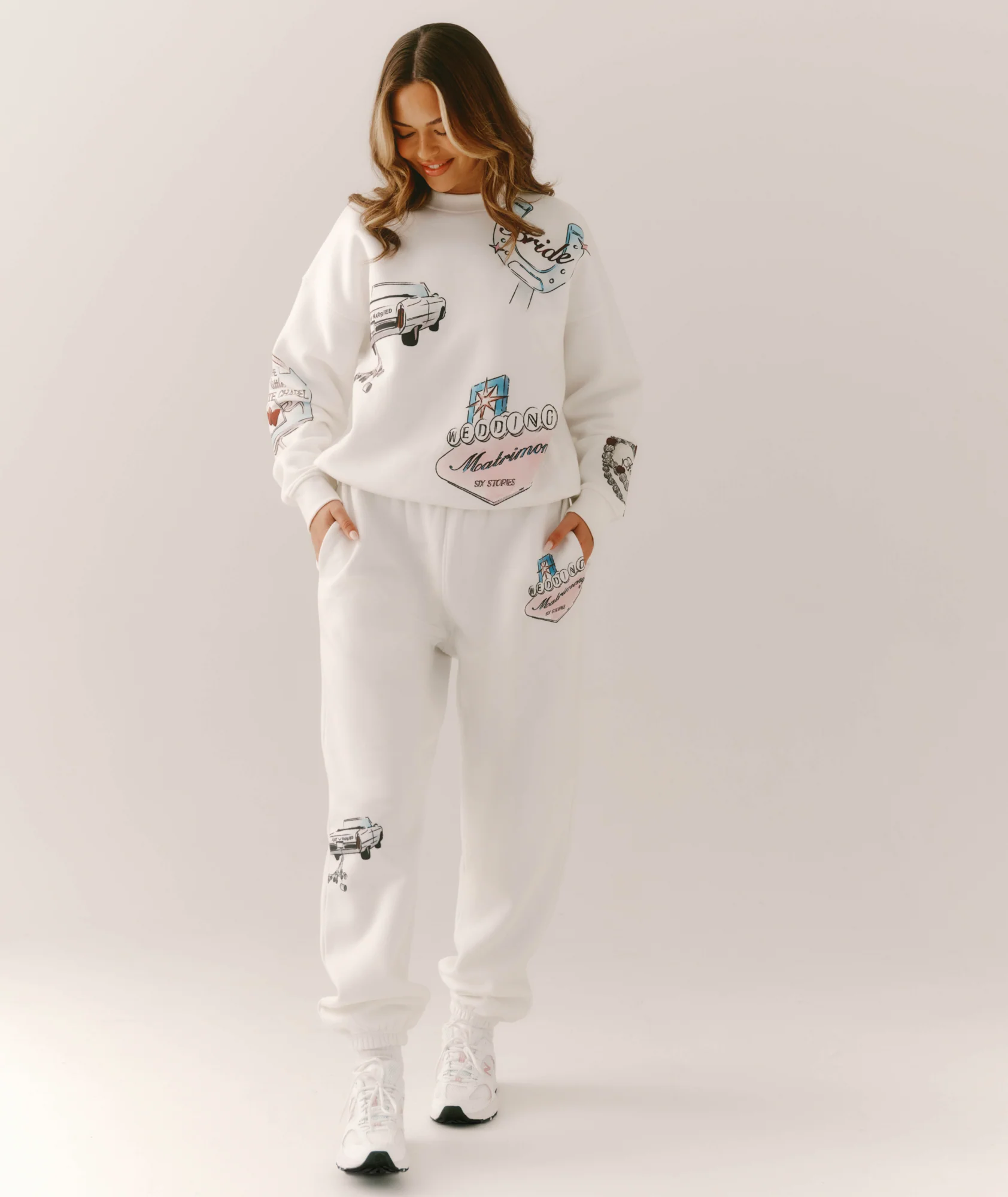 Destination Vegas Bride Graphic Sweatpants - White