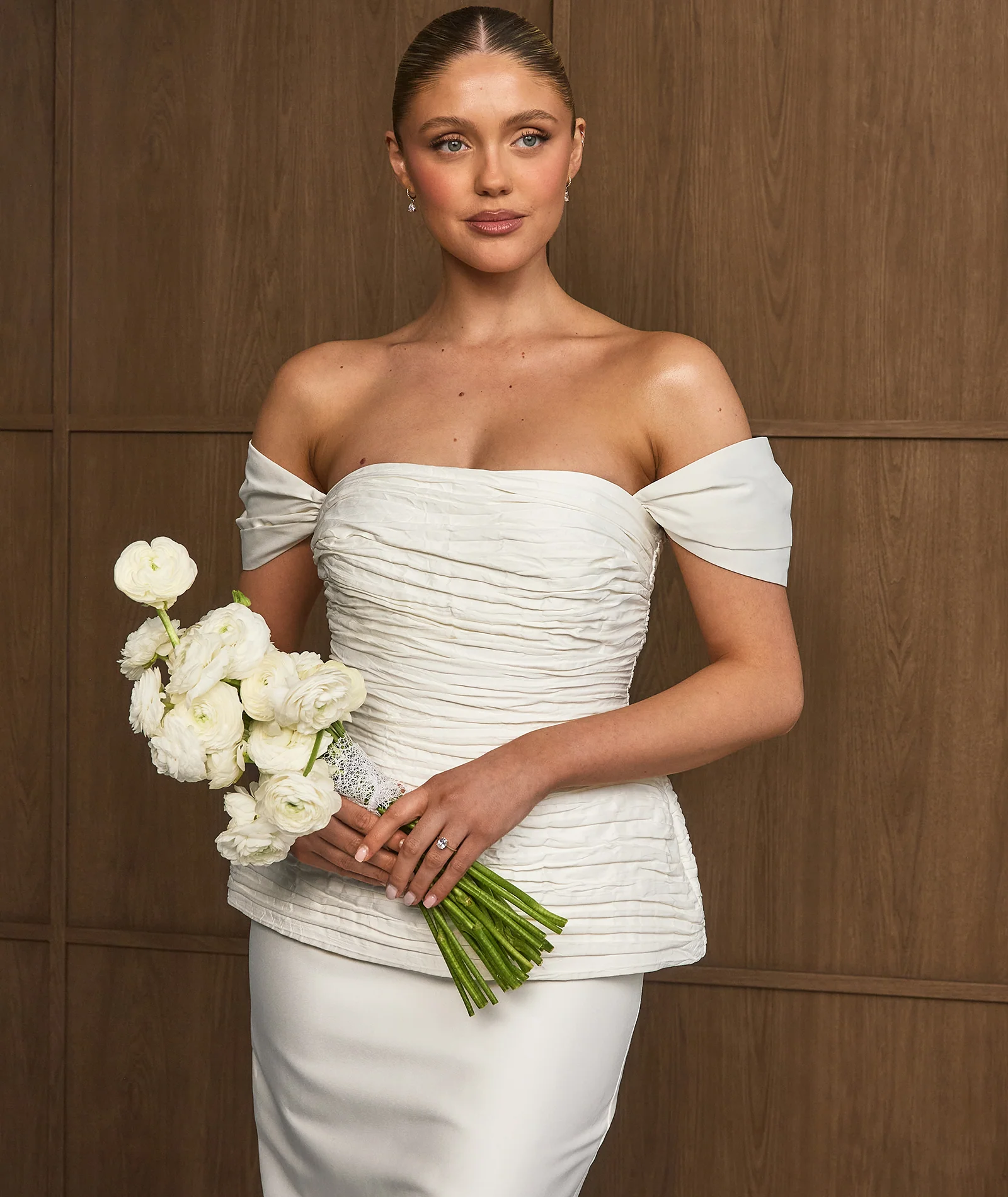 Bardot Peplum Midi Dress - Ivory - Image 2